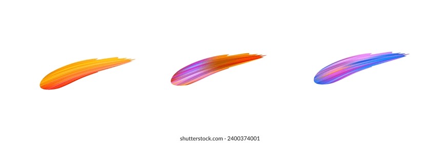 3d Brushstroke multicolor gradient texture brush ribbon isolated on white. abstract colorful wave flow design elements. Vector illustration