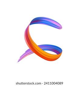 3d Brushstroke multicolor gradient texture brush ribbon isolated on white. abstract colorful wave flow design elements. Vector illustration