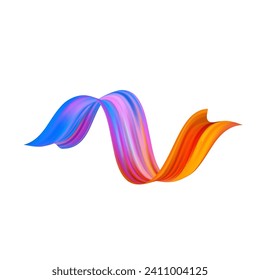 3d Brushstroke multicolor gradient texture brush ribbon isolated on white. abstract colorful wave flow design elements. Vector illustration