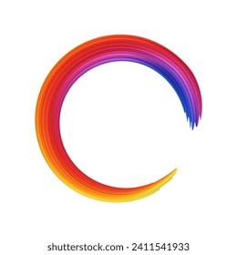 3d Brushstroke multicolor gradient texture brush ribbon isolated on white. abstract colorful wave flow design elements. Vector illustration