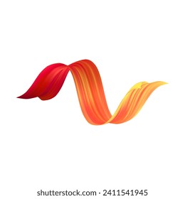 3d Brushstroke multicolor gradient texture brush ribbon isolated on white. abstract colorful wave flow design elements. Vector illustration