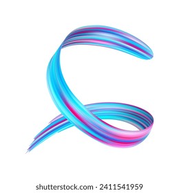 3d Brushstroke multicolor gradient texture brush ribbon isolated on white. abstract colorful wave flow design elements. Vector illustration