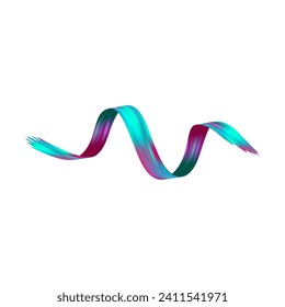 3d Brushstroke multicolor gradient texture brush ribbon isolated on white. abstract colorful wave flow design elements. Vector illustration