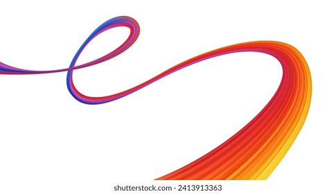 3d Brushstroke multicolor gradient texture brush ribbon isolated on white. abstract colorful wave flow design elements. Vector illustration