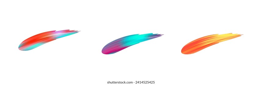 3d Brushstroke multicolor gradient texture brush ribbon isolated on white. abstract colorful wave flow design elements. Vector illustration