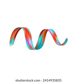 3d Brushstroke multicolor gradient texture brush ribbon isolated on white. abstract colorful wave flow design elements. Vector illustration