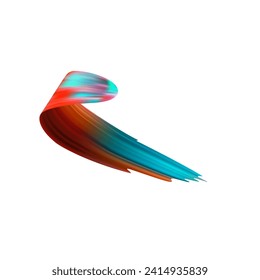 3d Brushstroke multicolor gradient texture brush ribbon isolated on white. abstract colorful wave flow design elements. Vector illustration