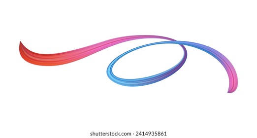 3d Brushstroke multicolor gradient texture brush ribbon isolated on white. abstract colorful wave flow design elements. Vector illustration