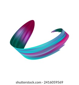 3d Brushstroke multicolor gradient texture brush ribbon isolated on white. abstract colorful wave flow design elements. Vector illustration