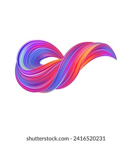 3d Brushstroke multicolor gradient texture brush ribbon isolated on white. abstract colorful wave flow design elements. Vector illustration