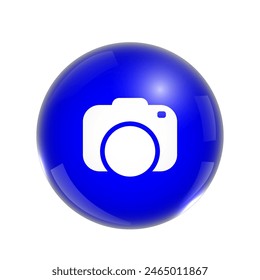 3d bubble with camera icon. photo competition illustration concept