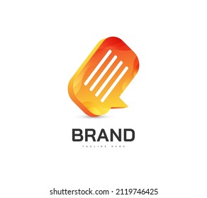 Vector de plantilla de logotipo de chat de burbujas 3D. Icono o logotipo de aplicación de chat. Icono de voz de burbuja de llamadas
