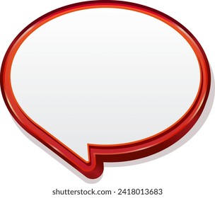 3D bubble chat vector with shiny red line, transparent background