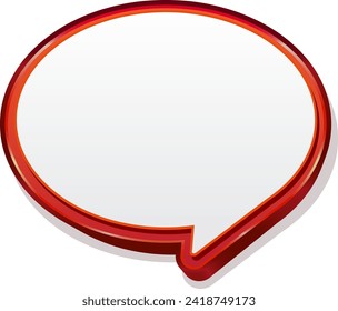 3D bubble chat vector with shiny red line, transparent background