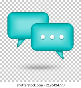 3D Bubble chat.3d Sprechblase Icon.Speech Wolken Chat Blase Symbol. Vektorgrafik einzeln auf weißem Hintergrund.Nachrichtenbox-Kommunikation.
