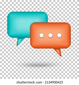 3D Bubble chat.3d Speech bubble Icon.Speech clouds chat bubble icon. Vector isolated on white background.Message box communication isolated on transparent background.