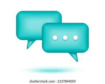 3D Bubble chat.3d Speech bubble Icon.Speech clouds chat bubble icon. Vector isolated on white background.Message box communication.