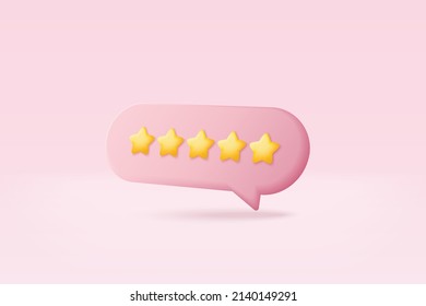 3d bubble rating five stars for best excellent services rating for satisfaction. 3d  5 star for quality customer rating feedback concept from client employee, product review. 3d 5 star vector render - Shutterstock ID 2140149291