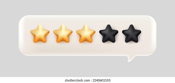 3d bubble rating five stars for best excellent services rating for satisfaction. 3d 5 star for quality customer rating feedback concept from client employee, product review. 3d 5 star vector render 