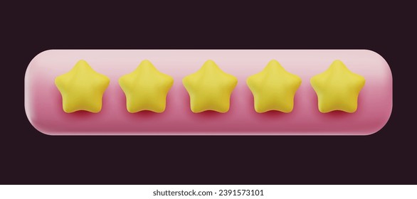 3d bubble rating five stars for best excellent services rating for satisfaction. 3d 5 star for quality customer rating feedback concept from client employee, product review. 3d 5 star vector render 