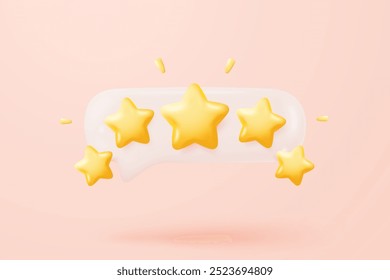 3d bolhas classificação estrelas para melhor excelente classificação de serviços para a satisfação. Análise dos comentários sobre a classificação de qualidade do cliente do funcionário do cliente e análise do produto. ilustração de renderização de vetor de ícone de estrela 3d