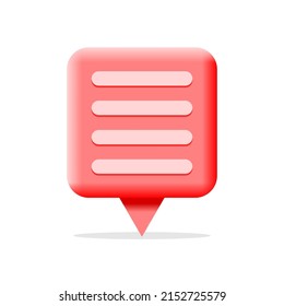 3d bubble red icon isolated on white background