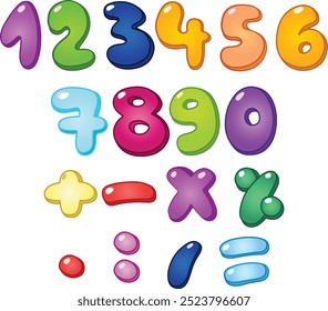 3d bubble shaped numbers_and math signs set_sign_icon_game_shape