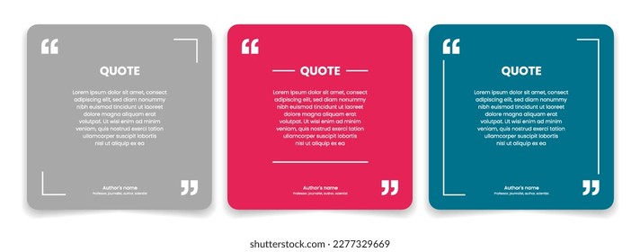 3D bubble testimonial banner, quote, infographic. Social media post template designs for quotes. Empty speech bubbles, quote bubbles and text box. Vector Illustration EPS10.