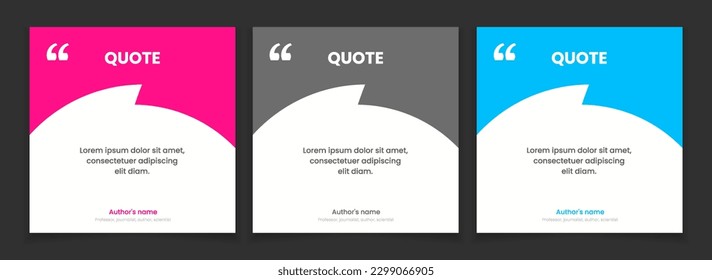 3D bubble testimonial banner, quote, infographic. Social media post template designs for quotes. Empty speech bubbles, quote bubbles and text box. Vector Illustration EPS10.