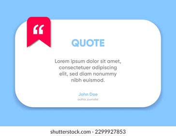 3D bubble testimonial banner, quote, infographic. Social media post template designs for quotes. Empty speech bubbles, quote bubbles and text box. Vector Illustration EPS10.