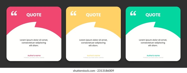 3D bubble testimonial banner, quote, infographic. Social media post template designs for quotes. Empty speech bubbles, quote bubbles and text box. Vector Illustration EPS10.