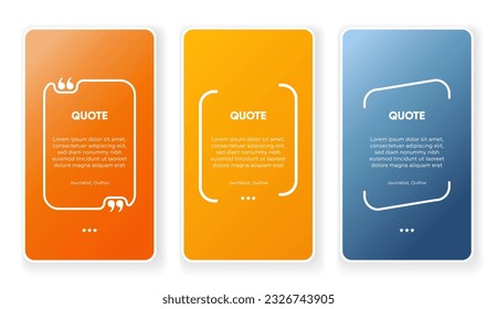 Banner testimonial de burbujas 3D, cita, infografía. Diseños de plantillas de publicaciones en medios sociales para citas. Burbujas de voz vacías, burbujas de comillas y cuadro de texto. EPS10 de ilustración vectorial.