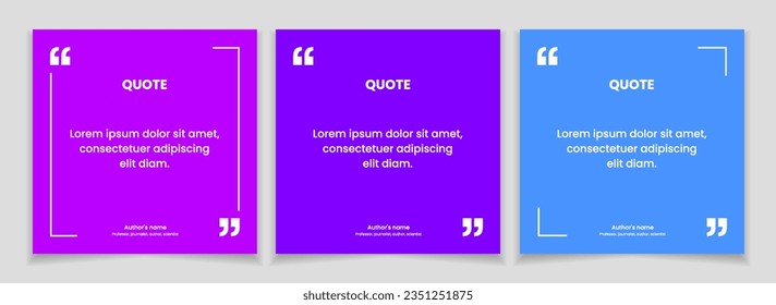 3D bubble testimonial banner, quote, infographic. Social media post template designs for quotes. Empty speech bubbles, quote bubbles and text box. Vector Illustration EPS10.