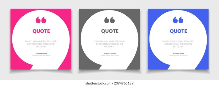 3D bubble testimonial banner, quote, infographic. Social media post template designs for quotes. Empty speech bubbles, quote bubbles and text box. Vector Illustration EPS10.