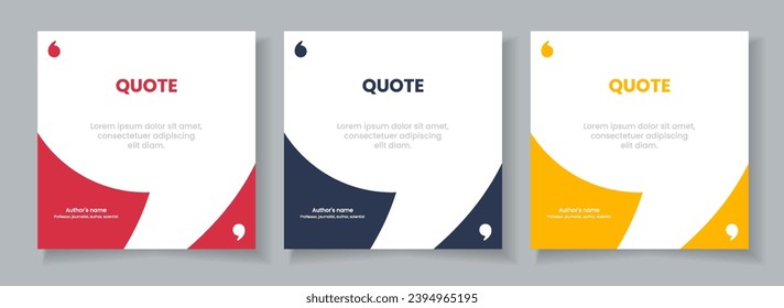 3D bubble testimonial banner, quote, infographic. Social media post template designs for quotes. Empty speech bubbles, quote bubbles and text box. Vector Illustration EPS10.