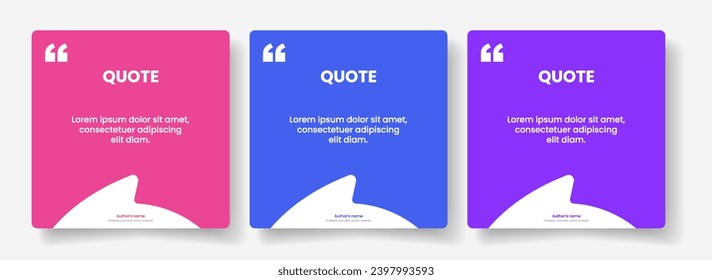 3D bubble testimonial banner, quote, infographic. Social media post template designs for quotes. Empty speech bubbles, quote bubbles and text box. Vector Illustration EPS10.