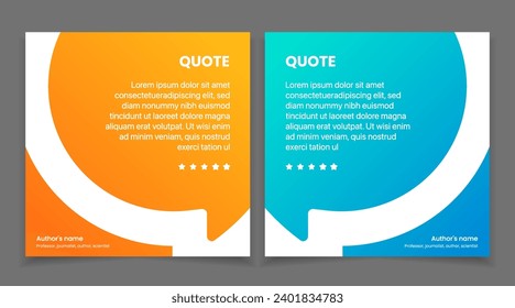 3D bubble testimonial banner, quote, infographic. Social media post template designs for quotes. Empty speech bubbles, quote bubbles and text box.