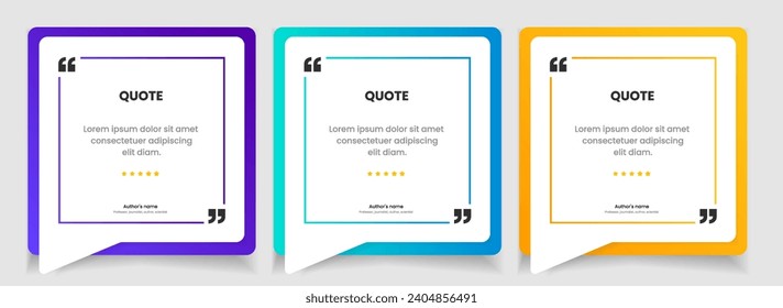 3D bubble testimonial banner, quote, infographic. Social media post template designs for quotes. Empty speech bubbles, quote bubbles and text box. Vector Illustration EPS10.