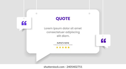 3D bubble testimonial banner, quote, infographic. Social media post template designs for quotes. Empty speech bubbles, quote bubbles and text box. Vector Illustration EPS10.