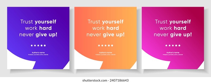 3D bubble testimonial banner, quote, infographic. Social media post template designs for quotes. Empty speech bubbles, quote bubbles and text box. Vector Illustration EPS10.