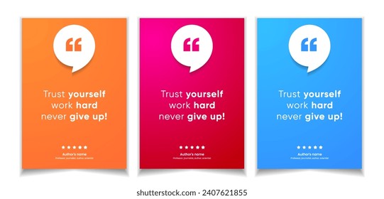 3D bubble testimonial banner, quote, infographic. Social media post template designs for quotes. Empty speech bubbles, quote bubbles and text box. Vector Illustration EPS10.