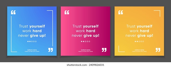 3D bubble testimonial banner, quote, infographic. Social media post template designs for quotes. Empty speech bubbles, quote bubbles and text box. Vector Illustration EPS10.