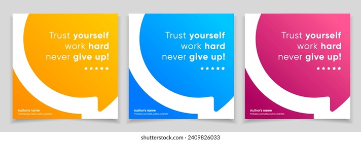 3D bubble testimonial banner, quote, infographic. Social media post template designs for quotes. Empty speech bubbles, quote bubbles and text box. Vector Illustration EPS10.