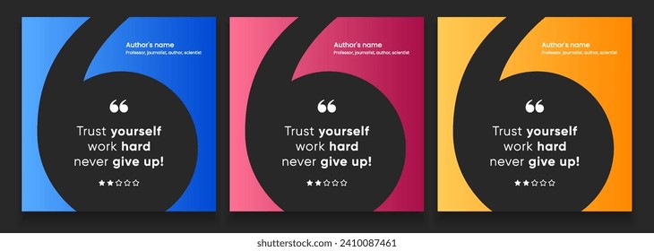 3D bubble testimonial banner, quote, infographic. Social media post template designs for quotes. Empty speech bubbles, quote bubbles and text box. Vector Illustration EPS10.