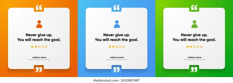 3D bubble testimonial banner, quote, infographic. Social media post template designs for quotes. Empty speech bubbles, quote bubbles and text box. Vector Illustration EPS10.