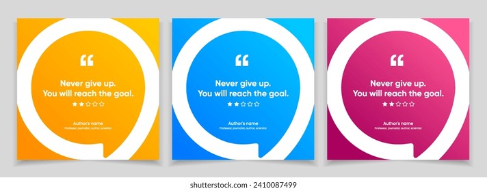 3D bubble testimonial banner, quote, infographic. Social media post template designs for quotes. Empty speech bubbles, quote bubbles and text box. Vector Illustration EPS10.