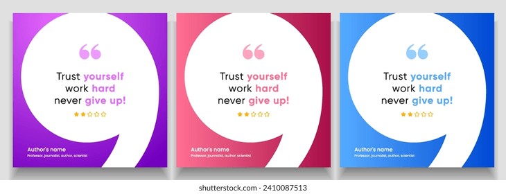 3D bubble testimonial banner, quote, infographic. Social media post template designs for quotes. Empty speech bubbles, quote bubbles and text box. Vector Illustration EPS10.