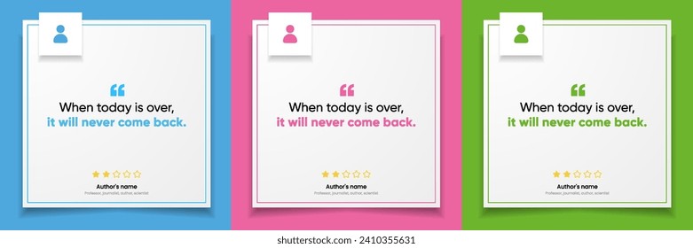 3D bubble testimonial banner, quote, infographic. Social media post template designs for quotes. Empty speech bubbles, quote bubbles and text box. Vector Illustration EPS10.