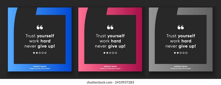 3D bubble testimonial banner, quote, infographic. Social media post template designs for quotes. Empty speech bubbles, quote bubbles and text box. Vector Illustration EPS10.