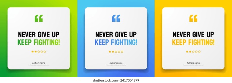 3D bubble testimonial banner, quote, infographic. Social media post template designs for quotes. Empty speech bubbles, quote bubbles and text box. Vector Illustration EPS10.